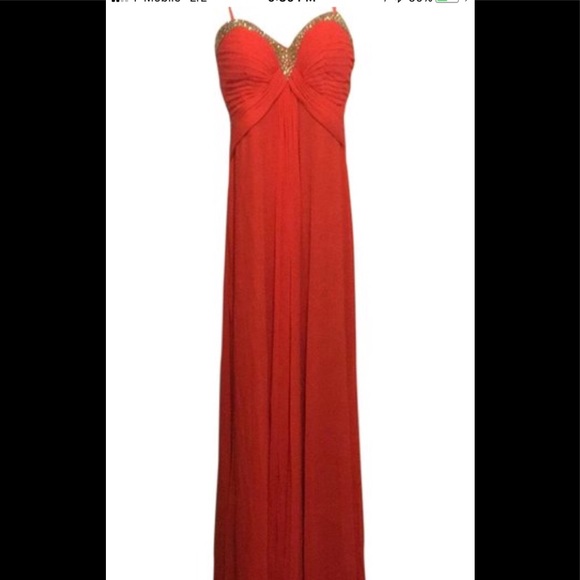 La Femme long formal coral gown prom dress - Picture 1 of 8